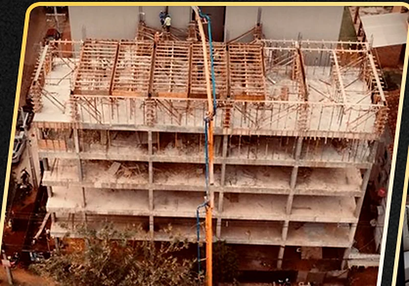 Estructura de hormigón armado de un complejo residencial en ejecución.